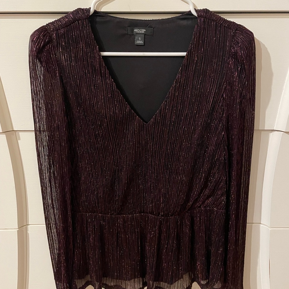 Simply Vera Vera Wang Deep Purple V-Neck Blouse